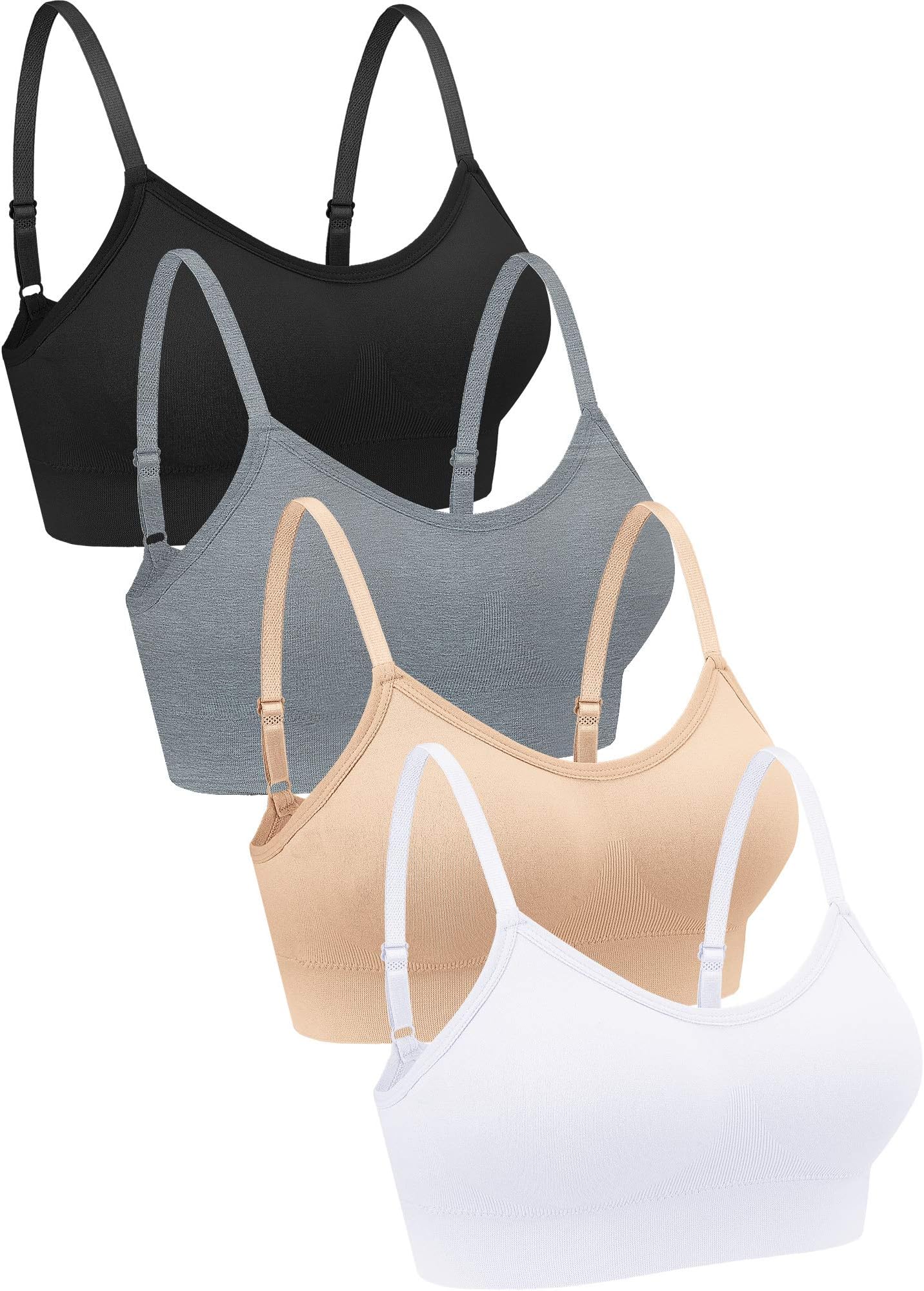 4 Pieces Neck Bralettes Wireless Cami Bra Tank Top Sports Bra for Women Girls
