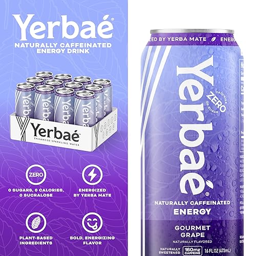 Vista 20 de Yerbaé Bebida energética, piña de cereza negra, 120 mg de cafeína. Sin azúcar/calorías/carbohidratos, energizada por Yerba Mate, alternativa