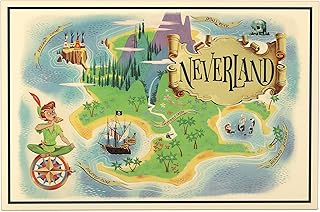 Open Road Brands Disney Peter Pan Neverland Map - Large Peter Pan Wall Decor for Kids' Bedroom, Play Room or Nursery