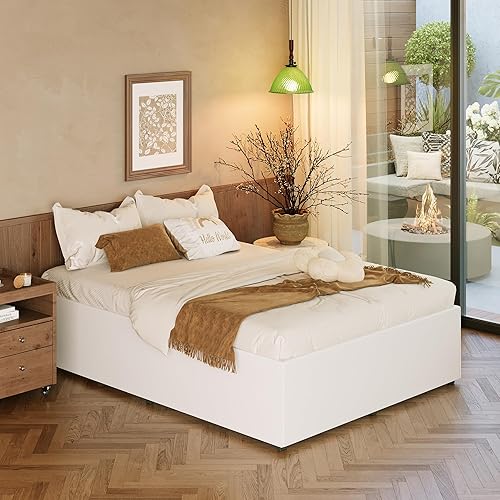 Miniatura 80 de EMODA Marco de cama Queen no necesita somier, plataforma de metal resistente de 6 pulgadas, marco de cama tamaño Queen con listones de acero, fácil