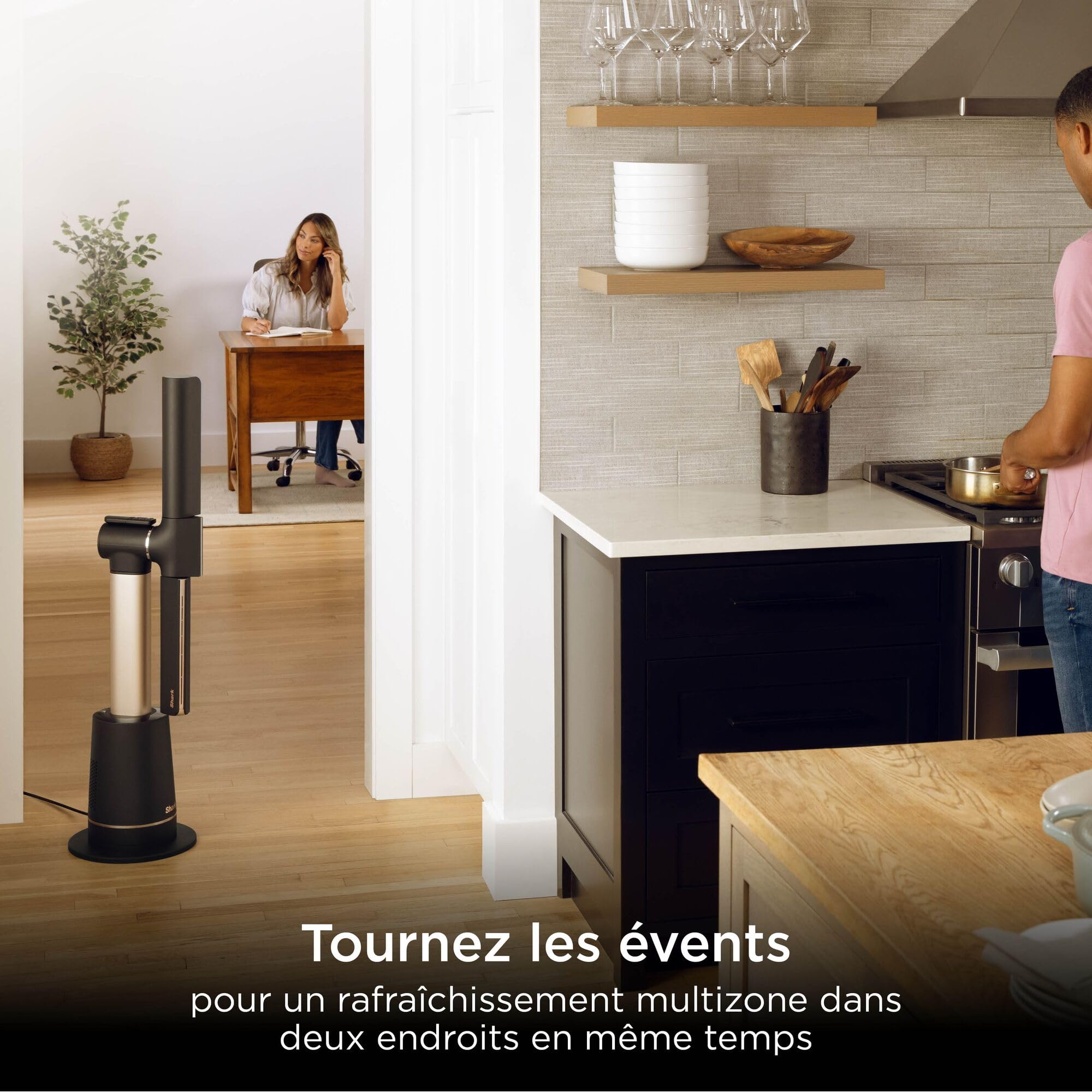 Shark TurboBlade Ventilateur colonne sans pale, rafraîchissement multidirectionnel à haute vitesse jusqu’à 20 mètres, discret, 10 vitesses, 180°, facile à nettoyer, gris anthracite, TF200SEU
