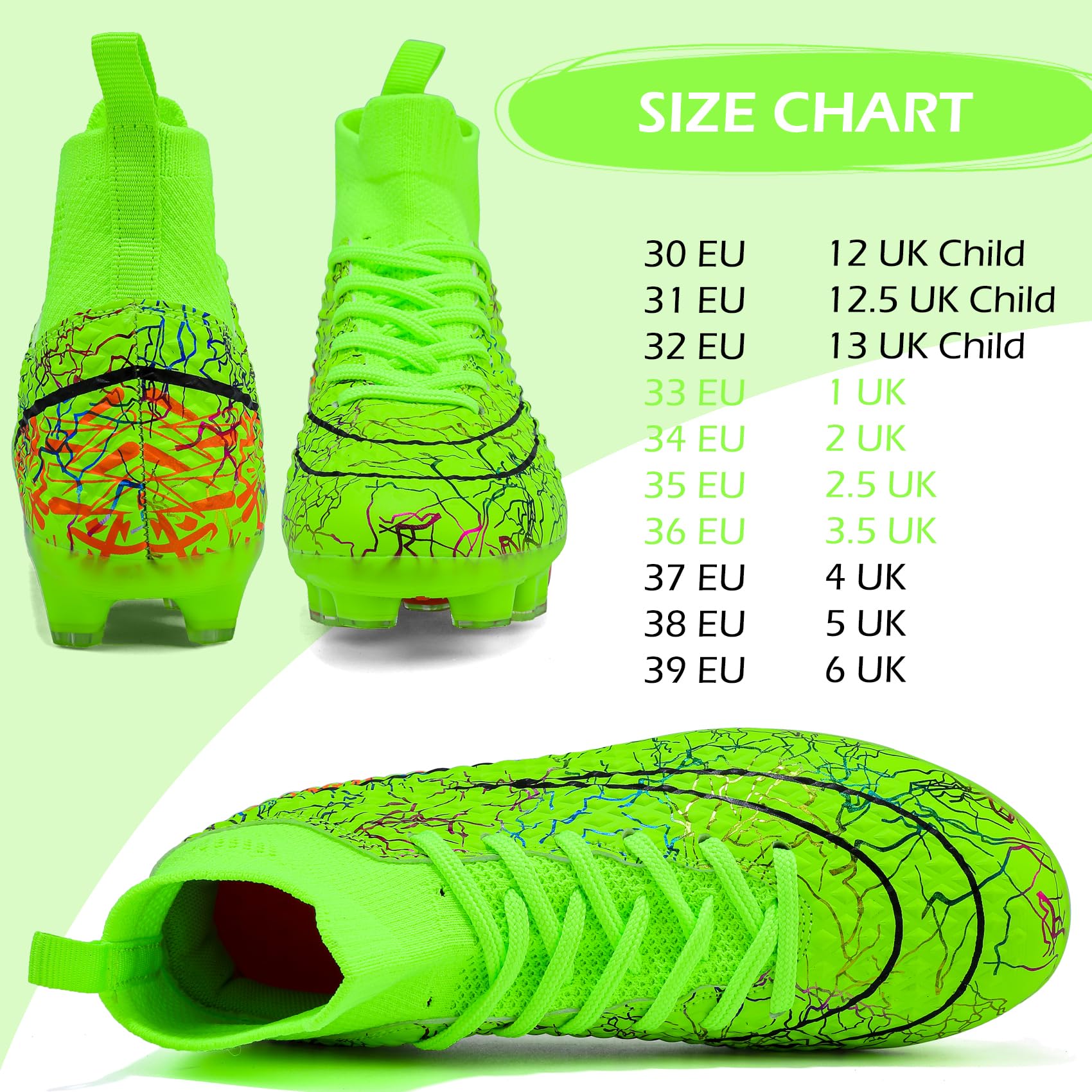 PiDaGlobal Scarpe da Calcio Bambini e Ragazzi Tacchetti da Professionali attività all'aperto Scarpe per Competizioni e Allenamento Scarpe da Calcetto per Adolescenti