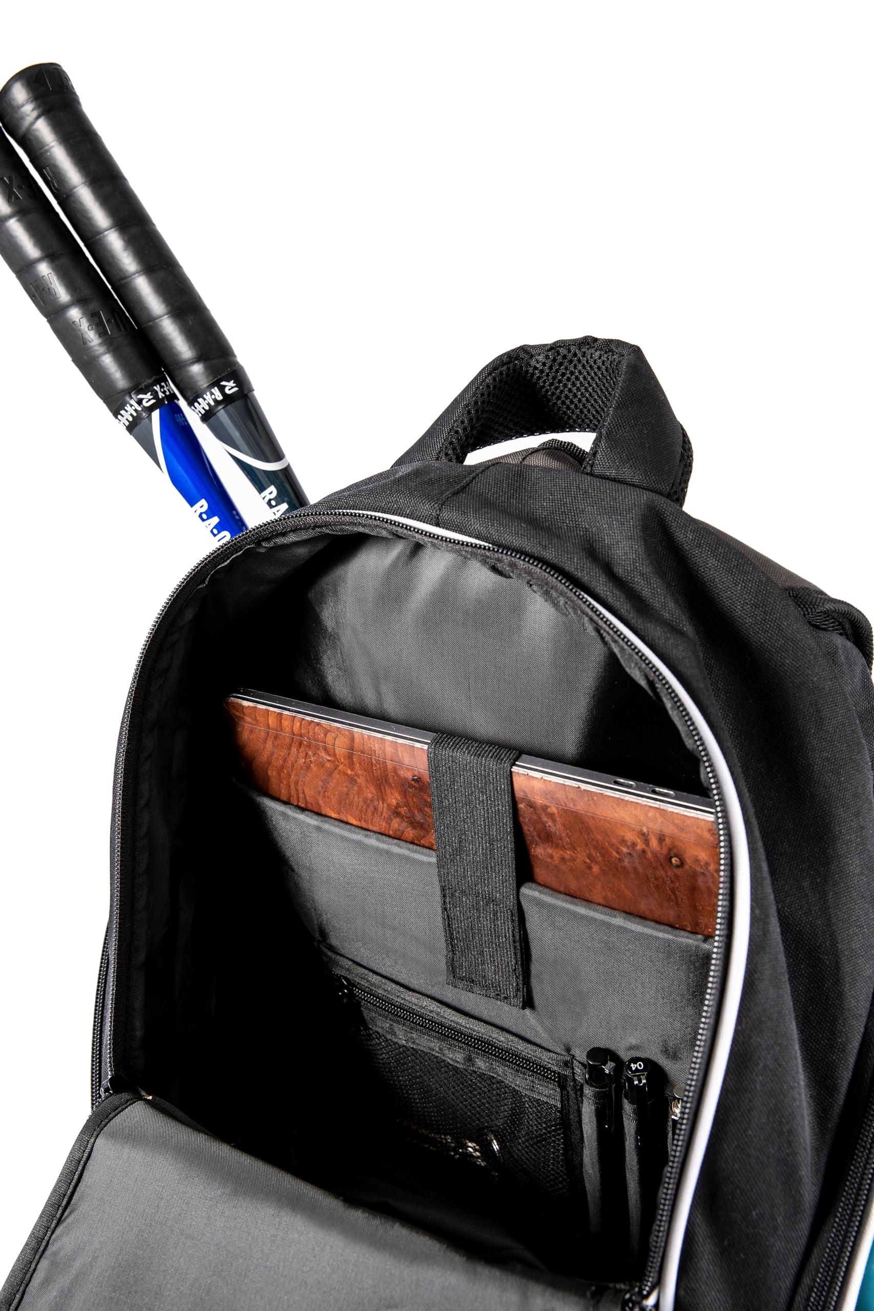 Raquex Sac à Dos de Sport pour Raquette de Tennis ou 2 Raquettes de Squash ou Badminton Sac à Dos pour Raquettes + Chaussures + Ordinateur Portable + Gourde
