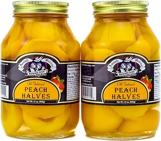 Amish Wedding Old Fashioned Peach Halves in Heavy Syrup - 2 Pack 32 oz Jars | Authentic Canned Peaches