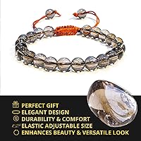 Vista 150 de Adjustable Crystal Bracelet – Gemstone Bead Bracelet with Adjustable Macrame String – Chic Gemstone Bracelet for Men and Women – 8mm Round Healing