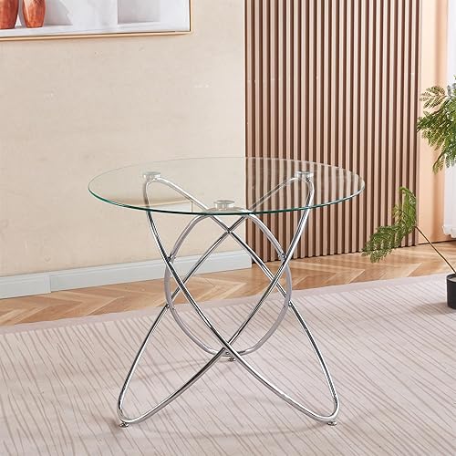 Miniatura 268 de Mesa de comedor de cristal de 51 pulgadas para 4, mesa de comedor rectangular contemporánea con parte superior de vidrio templado y patas de acero