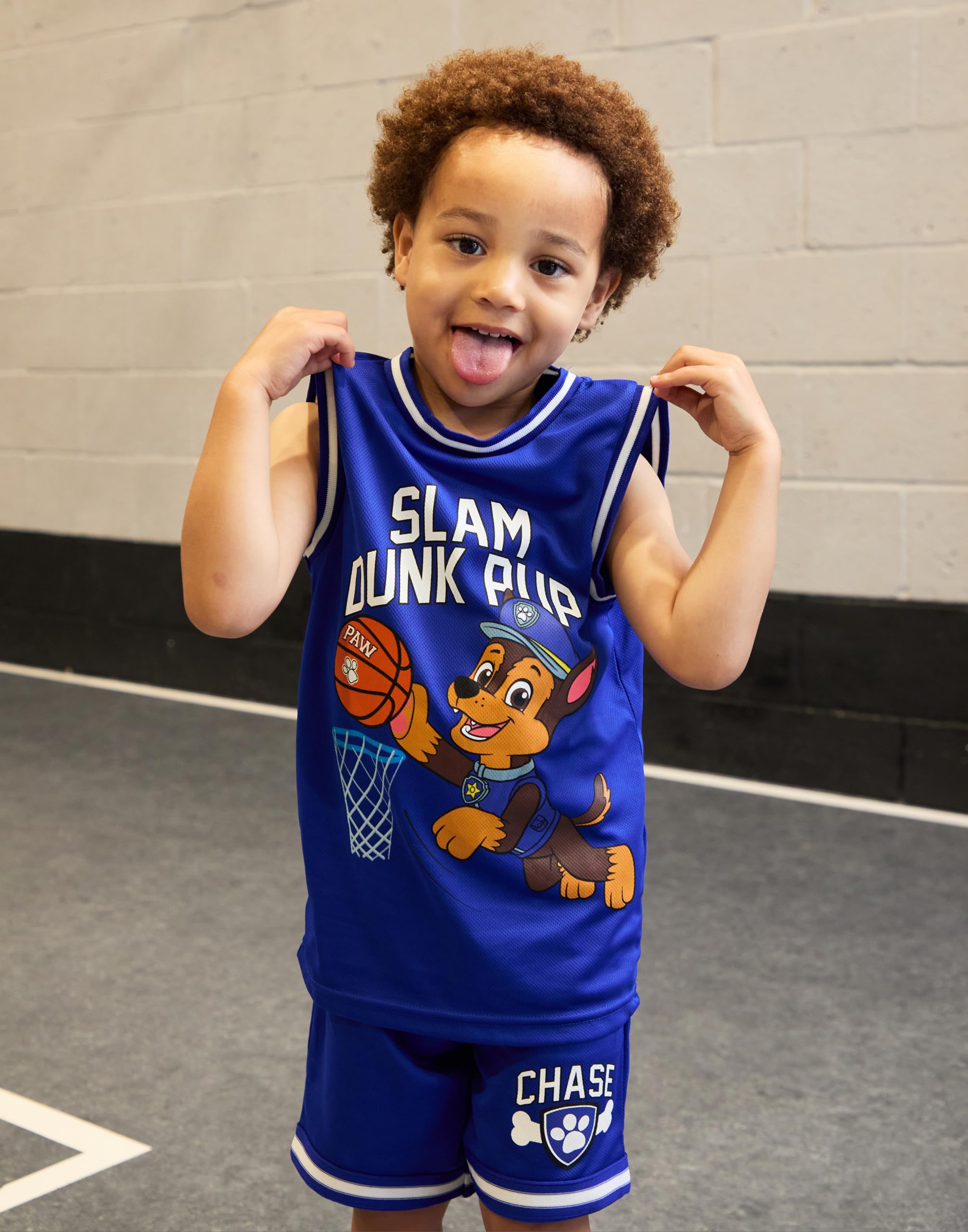 Paw Patrol Garçons Basket-ball Jersey et Shorts Ensembles | Tenue de sport deux pièces Slam Dunk Pup pour enfants | Ensemble assorti pour enfants