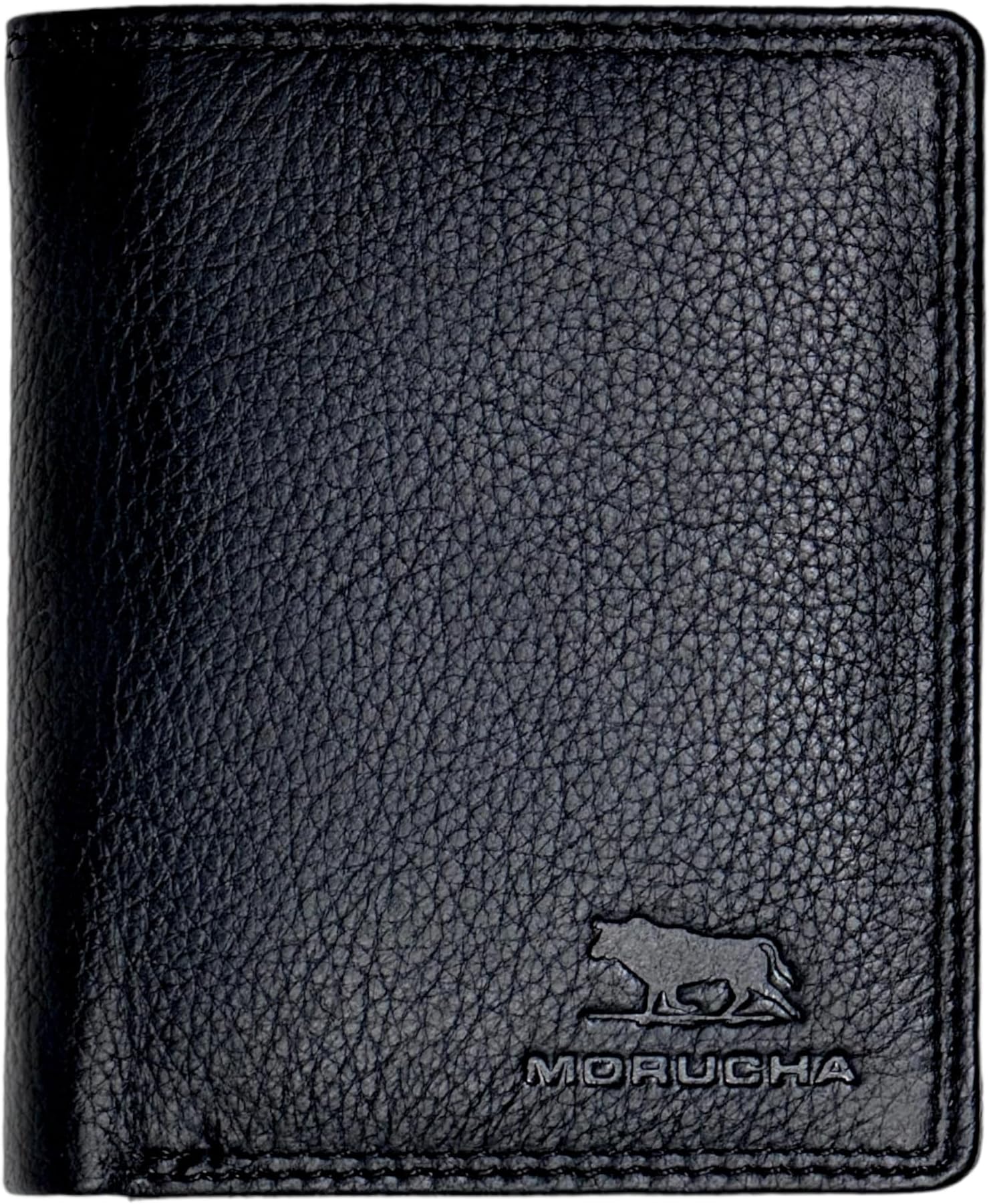 Wallets for Men, Antitheft Security RFID Blocker Purse, Luxury Real Leather Small Cardholder Wallet with Coin & ID Pocket M35 (Black)