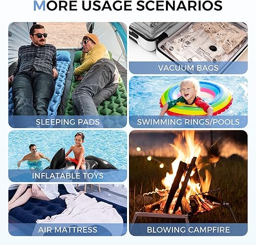 Miniatura 8 de FLEXTAILGEAR Tiny Pump - Bomba de aire portátil de tamaño ultrapequeño, con batería de 1300 mAh, recargable por USB, para inflar y desinflar Azul