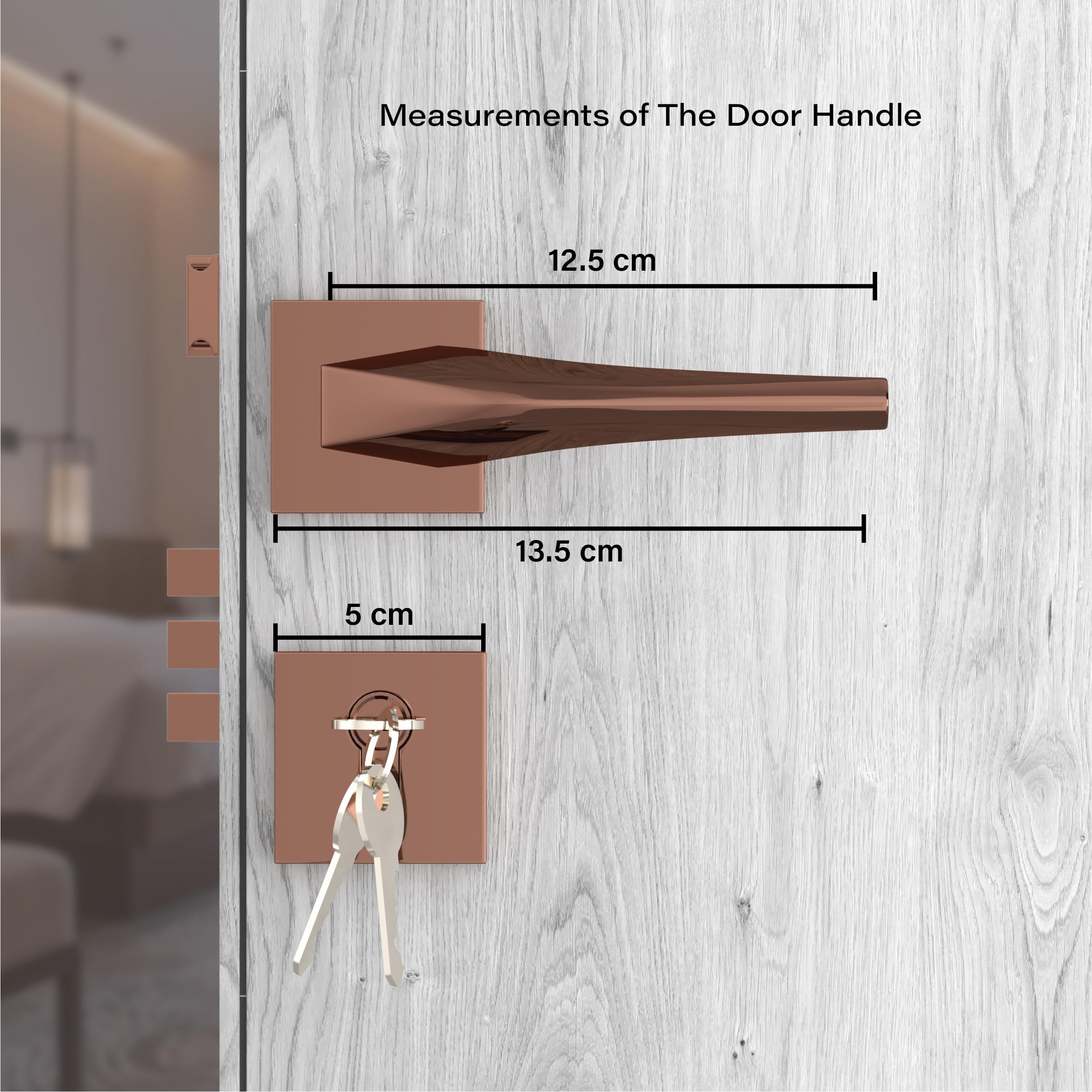 GRIVAN Rose Gold Mortise Lock Set - Secure Your Home -4