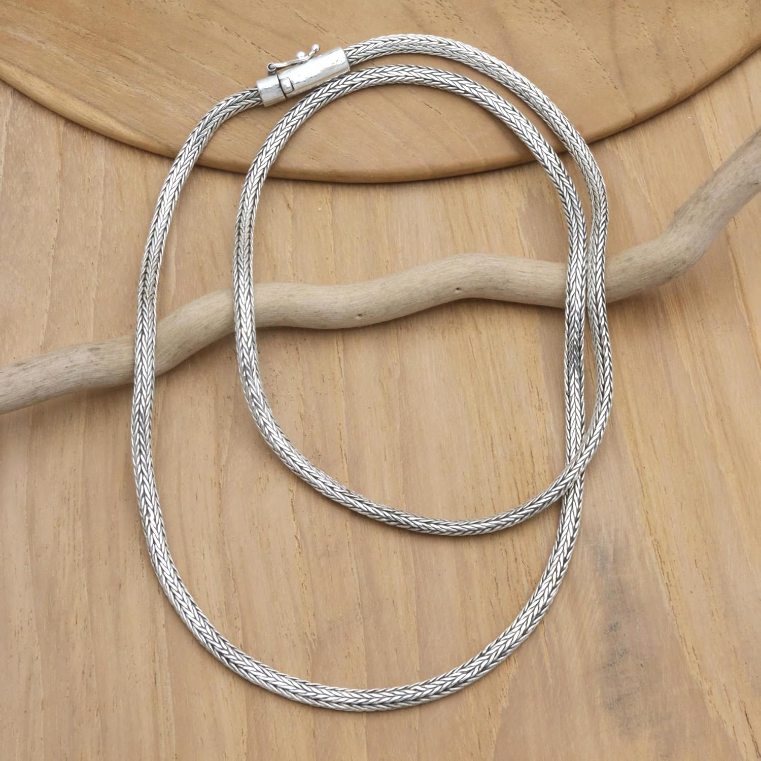 NOVICA No Stone .925 Sterling Silver Men's Chain Necklace 'Gallant Force'