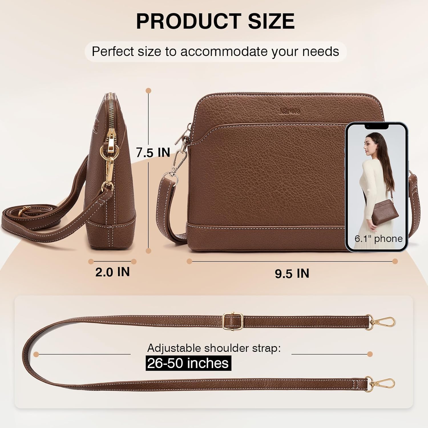 Marvolia Crossbody Bags for Women - PU Leather Cross Body Purses Trendy Womens Small Shoulder Bag for Travel Work Party - Image 3