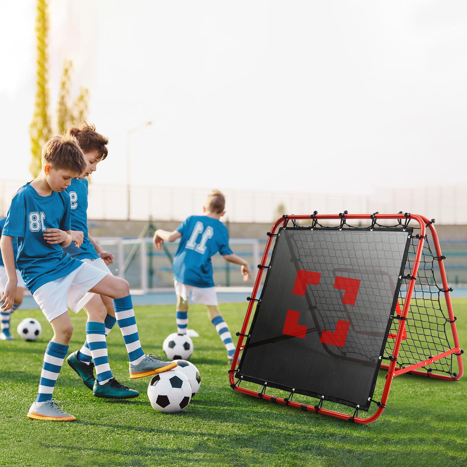 Rebounder per calcio e bambini, rete di rimbalzo per pallavolo, rete regolabile, rete di allenamento da calcio, rete di rimbalzo con obiettivo Kickback per bambini, calcio, allenamento, portoni da