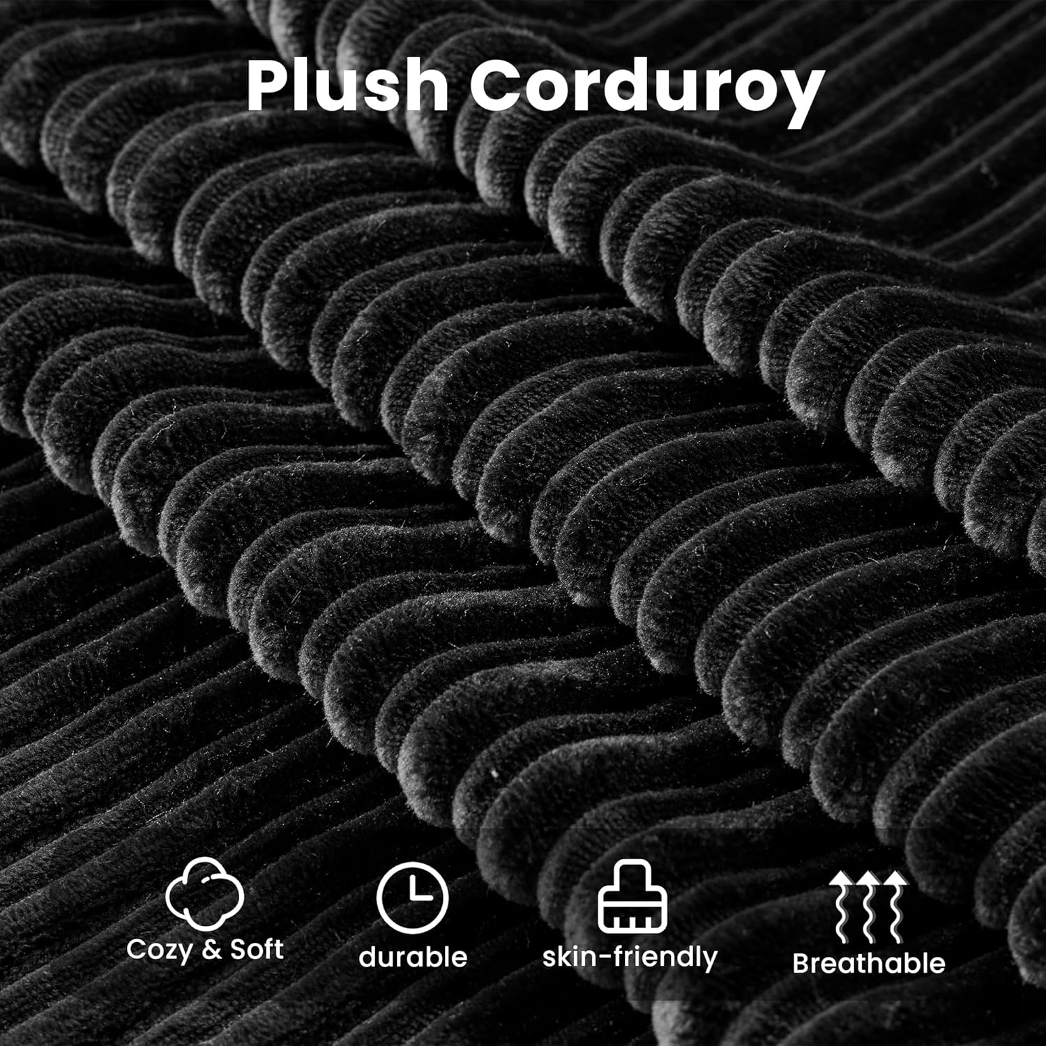4-in-1 Convertible Sleeper Sofa Bed,80 Inch Corduroy Loveseat Sleeper with Pull Out Bed,Boneless Couch with Fixed-Shape Frame,Floor Sofa Modular Couch for Living Room Bedroom Lounge (Black)