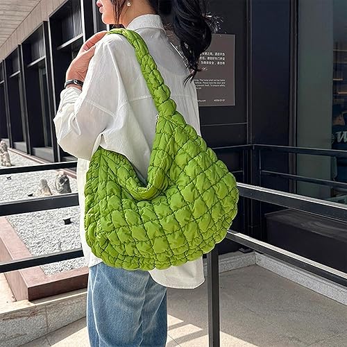 Miniatura 6 de Bolsa acolchada para mujer, bolsa de hombro acolchada, bolso grande tipo hobo ligero, de nailon acolchado
