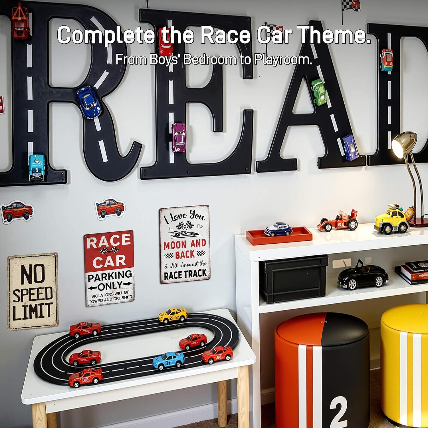 Race Car Metal Sign for Boys Bedroom Garage Man Cave Decor image 3