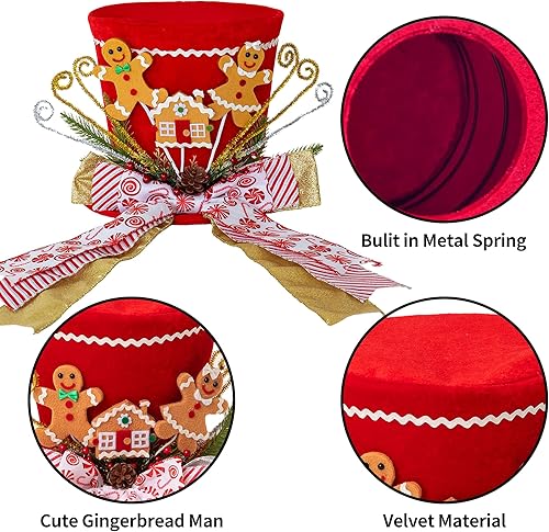 Miniatura 3 de Sombrero para decoración del árbol de Navidad, patas de elfo, decoración de árbol de Navidad con lazo, adornos de árbol de Navidad para decoración