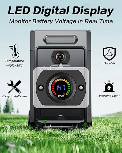 Miniatura 10 de Voltímetro IZTOSS para autos y motocicletas, resistente al agua, con panel con luces LED, CD 12 V - 24 V, (12V Without panel)