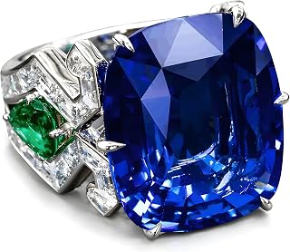 Vintage Style Cushion Cut Design Sparkling Blue Crystal Zircon Ring For Fashionable Women And Girls Price In India
