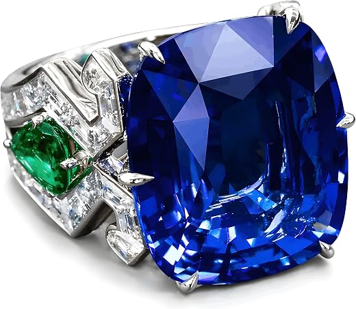 Vintage Style Cushion Cut Design Sparkling Blue Crystal Zircon Ring For Fashionable Women And Girls
