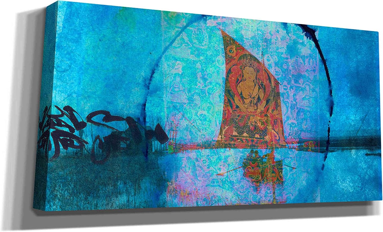 Epic Graffiti 'Buddhist Sailboat' by Elena Ray Canvas Wall Art, 12"x24"