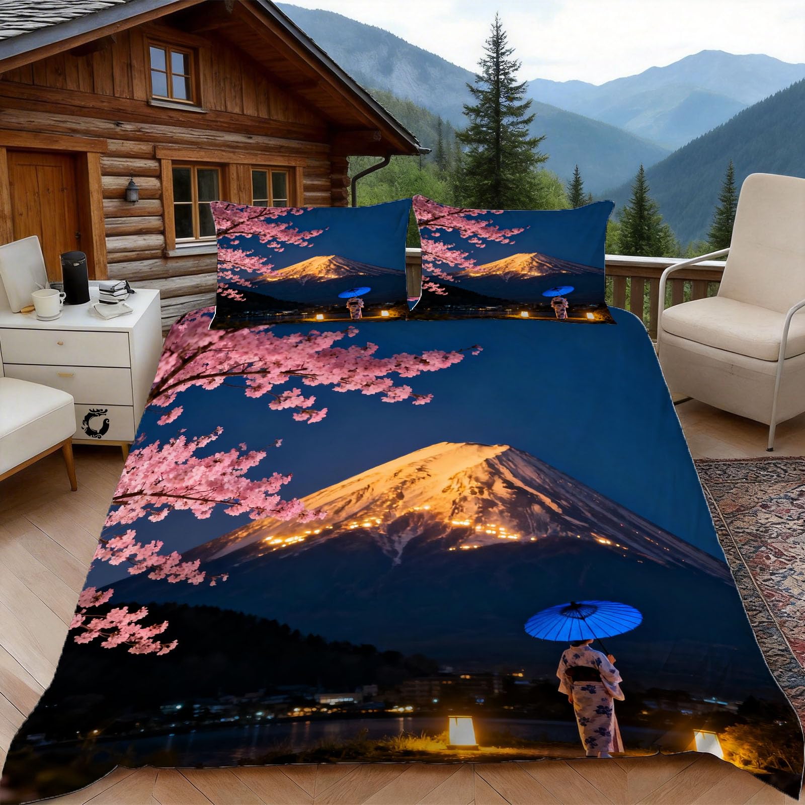 Housse de couette fleurs de cerisier 140x200 évadez-vous au Japon depuis votre lit 1 personne