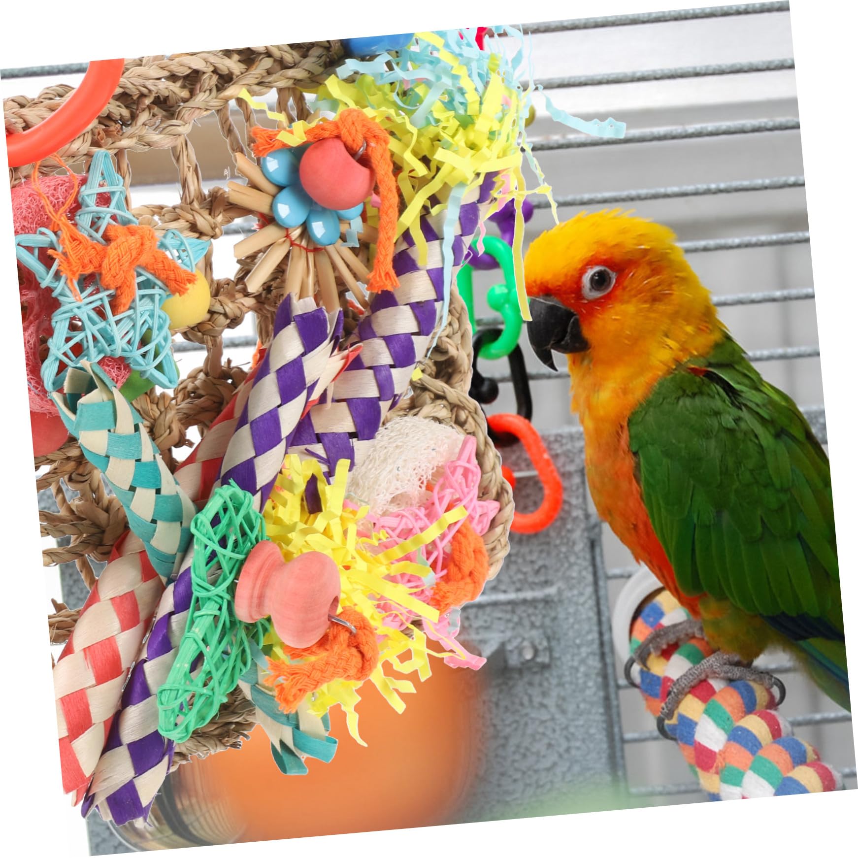 Happyyami 3stücke Vogelspielzeug Für Papageien Woven Foraging Mat Mit Kletteroption Für Kletter Und Spielspaß Sicheres Naturmaterial Für Vögel Dekorative Vogelhänge Für Käfige