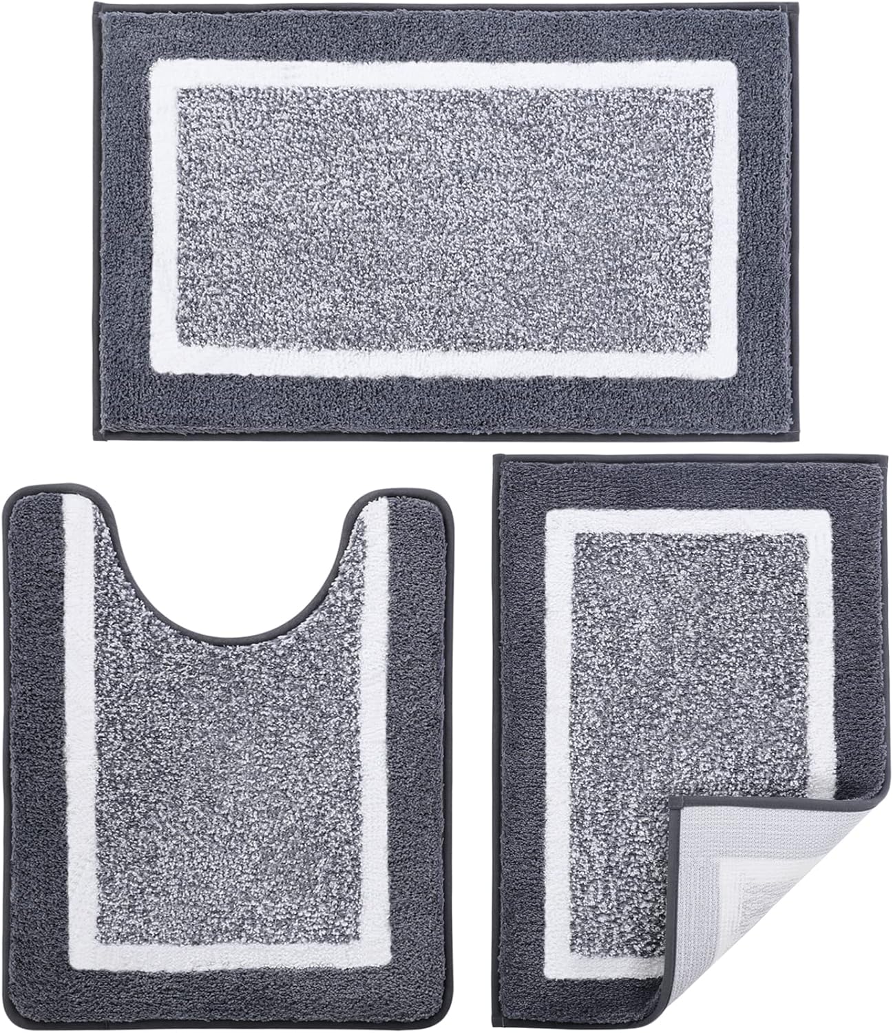 ZOESIOER Bathroom Rugs Sets 3 Piece with UShaped Contour Toilet Mat