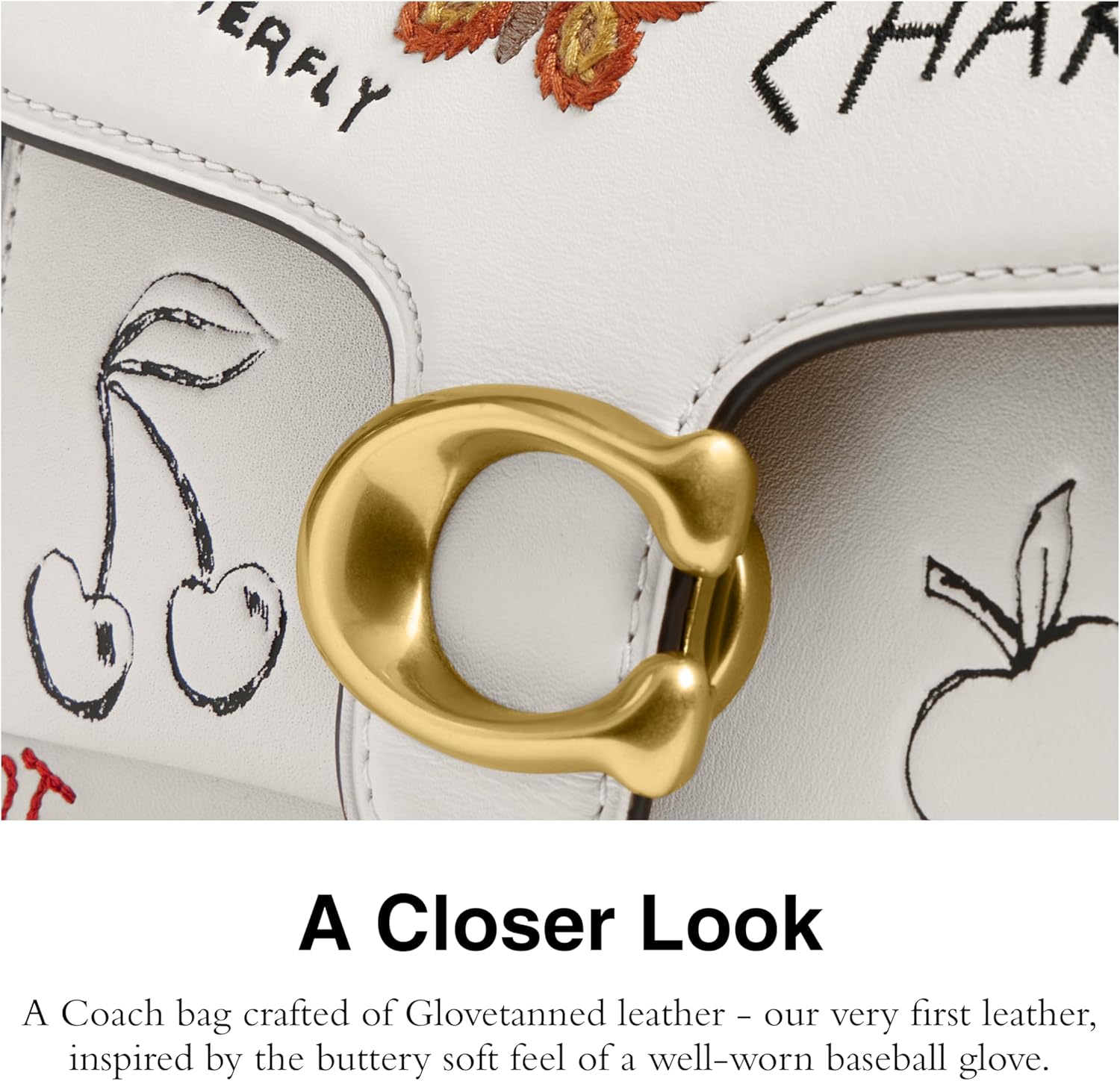 COACH Tabby Shoulder Bag 20 with Sketch Print, Chalk Multi - Image 4