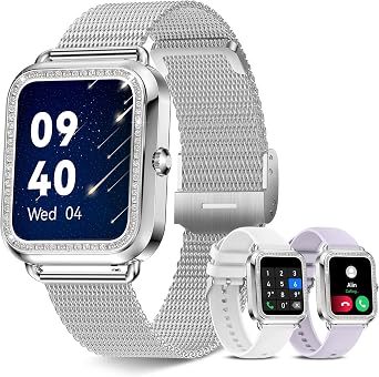 1.6 Touch Screen Smart Watch for Women Answer/Make Call, Activity Trackers and Smartwatches with Waterproof Heart Rate Sleep Monitor 100+ Sports Pedometer AI Voice,Fitness Watch for iPhone Android