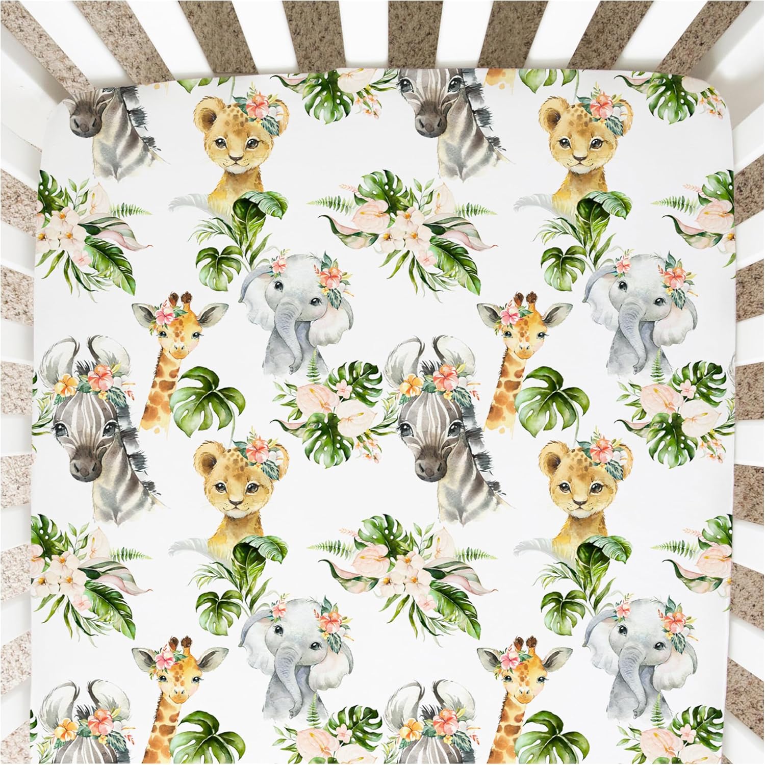 Honey Lemonade - Buttery Soft Rayon Baby Crib Sheets Girl and Boy - Infant Shower Gift - Mini Crib Sheets - Fitted & Breathable Crib Mattress Sheet - Toddler Sheet 52 x 28 x 7 inches (Africa Animals)