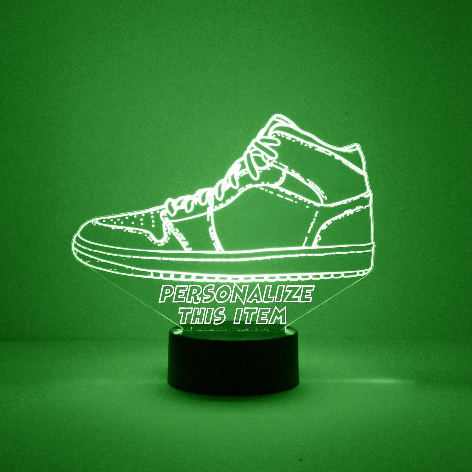 MMS Sneaker Personalized Night Light with Remote, Custom Engraved LED Light Lamp with Your Name or Text, Shoe Nightlight with 16 Colors, 4 Modes, Battery or USB Cord Power Lighted Sign (Style 4)