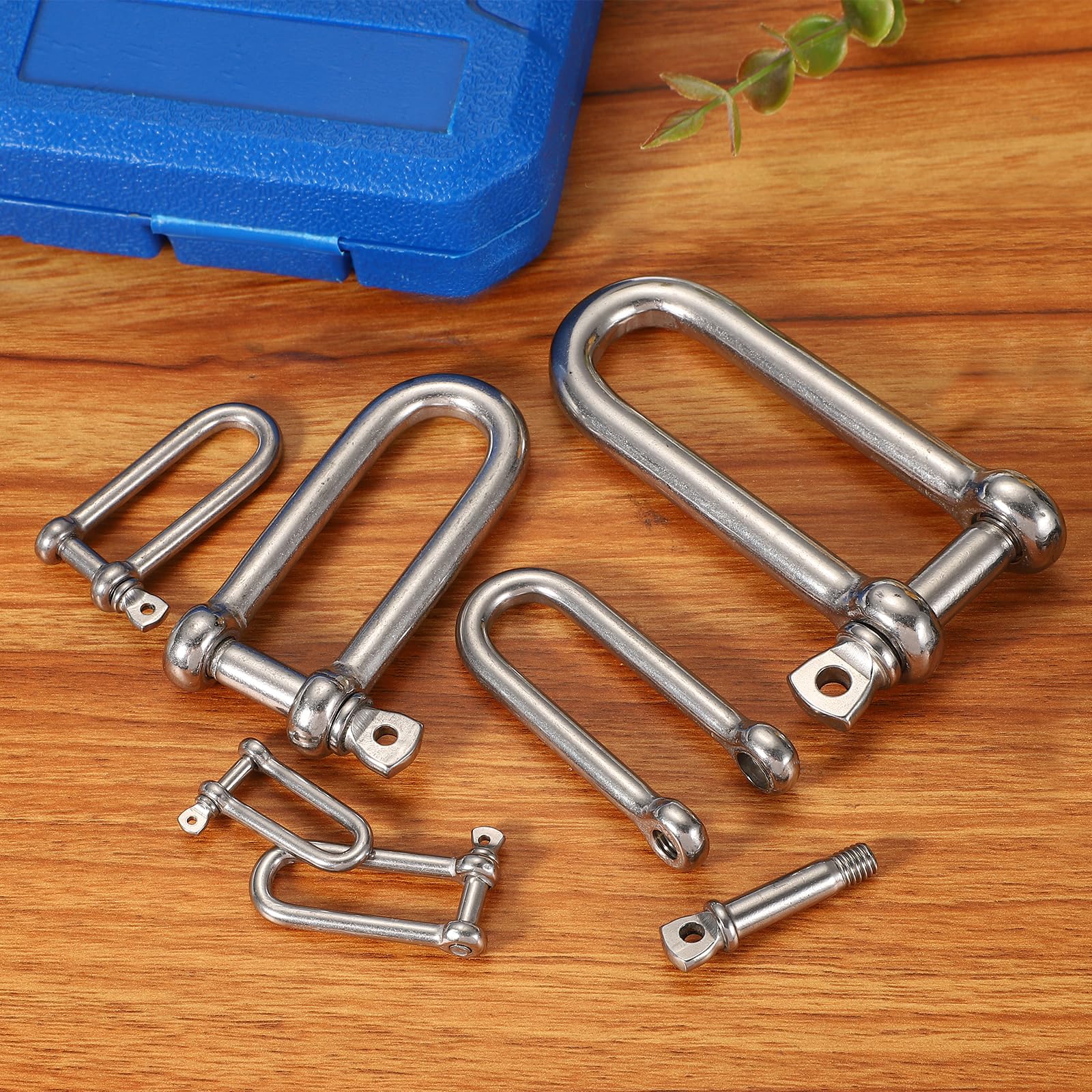 QUARKZMAN Szekla ze stali nierdzewnej w kształcie litery D, 2/5" cala (10 mm) duża szekla śrubowa do łodzi żaglówki do układania łańcuchów Paracord Jewelry Marine Tackle, srebrny odcień