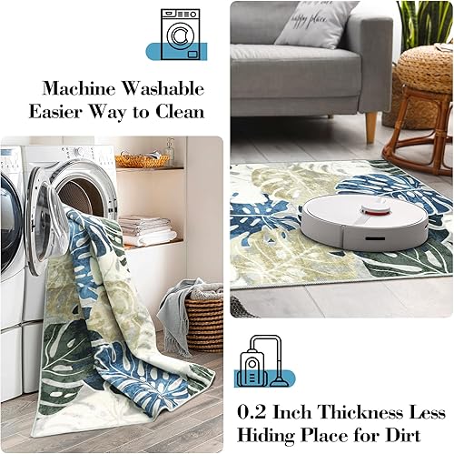 Miniatura 10 de Wonnitar Alfombra de pasillo de lavandería de 2 x 4.3 pulgadas, tapete de pasillo lavable, tapete pequeño antideslizante para cocina, suave,
