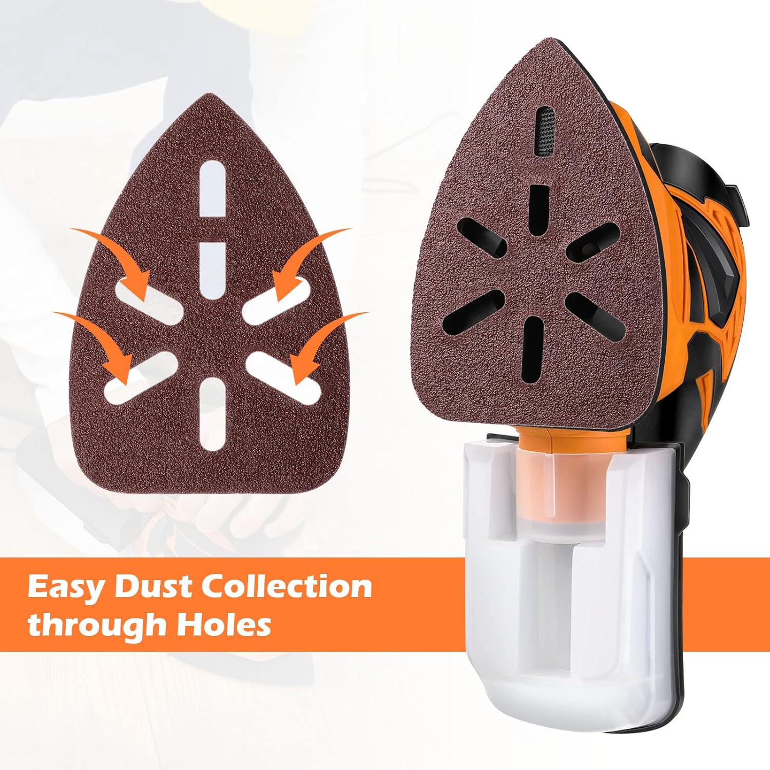 Mouse Detail Sander, Vastar Multifunctional Compact Electric Sander Tool with High-efficiency Dust Collection System and 24 Pcs Sandpaper, Suitable for Sanding, Polishing, Removing Paint, Blemishes - - 