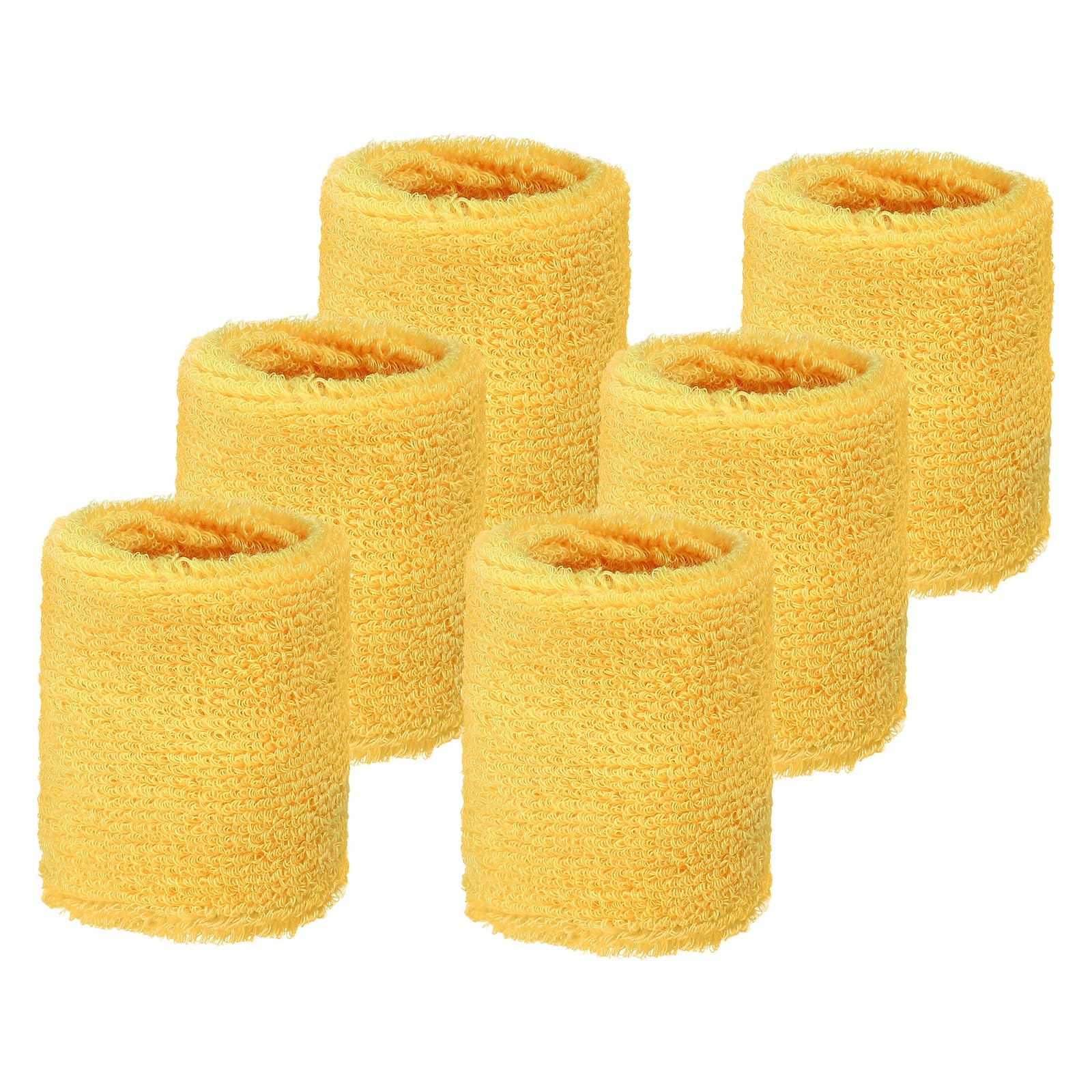 YELARXI Wrist Sweatbands Sports Absorbent Wristband Tennis Wrist Bands Sweat Band for Men and Women Elastic Breathable Wristbands, 6 Pack & 2.56" & Yellow