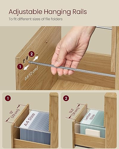 Miniatura 33 de VASAGLE UOFC040B01 - Archivador de 2 cajones para oficina en casa, soporte moderno, rodante y pequeño para impresora, para archivos A4