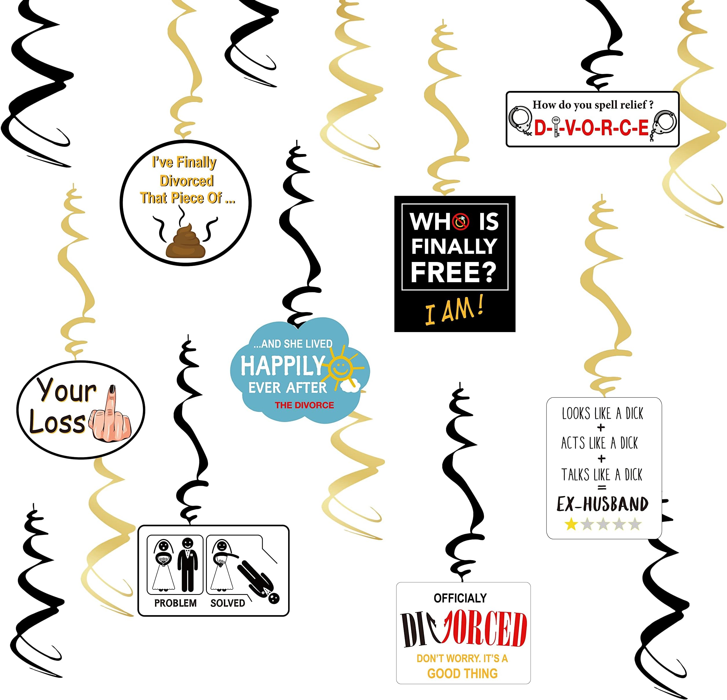 8pcs Funny Divorced Party Hanging Swirls Sarcastic Humor Hilarious Divorced Party Ceiling Streamers Divorce Decor for Divorced AF Boy Bye Felicia Single Freedom I'm Done Breakup Party Supplies