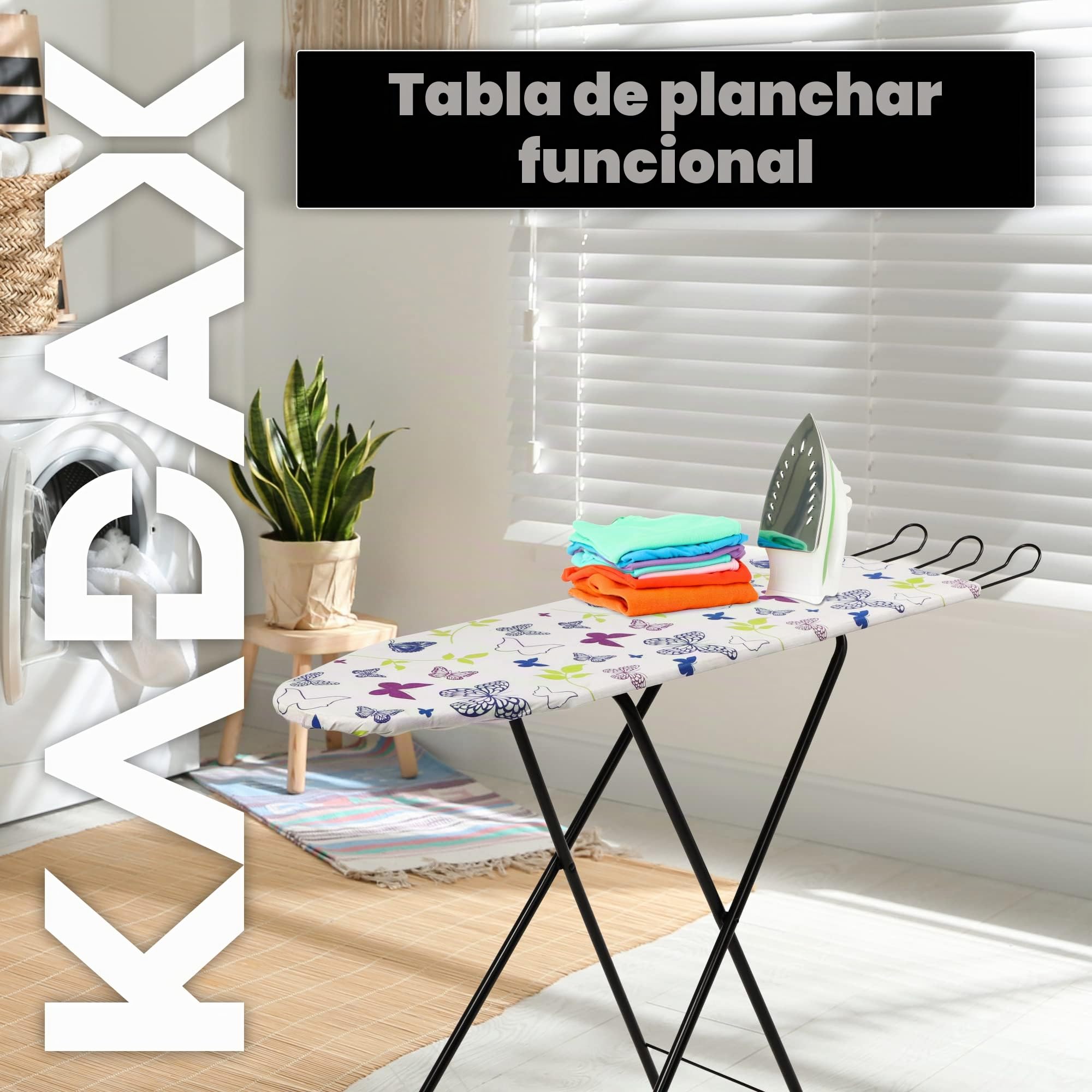 KADAX Tabla de planchar plegable y extensible, 100,5 x 30 cm, superficie ancha, altura ajustable, para plancha de vapor