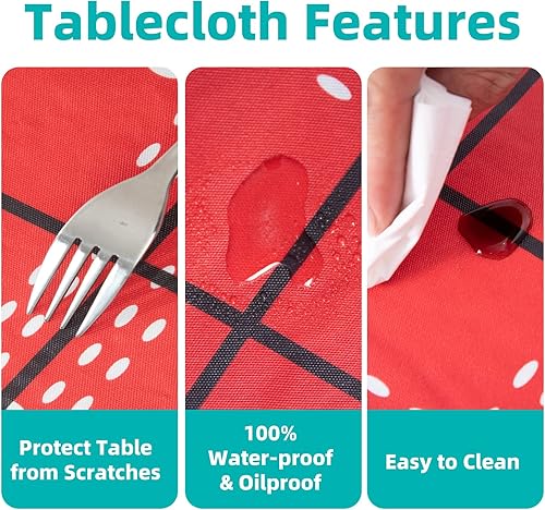 Vista 97 de Mantel rectangular de vinilo de 52 x 70 pulgadas con reverso de franela, mantel para el día de San Valentín, mantel de hule 100% impermeable Azul