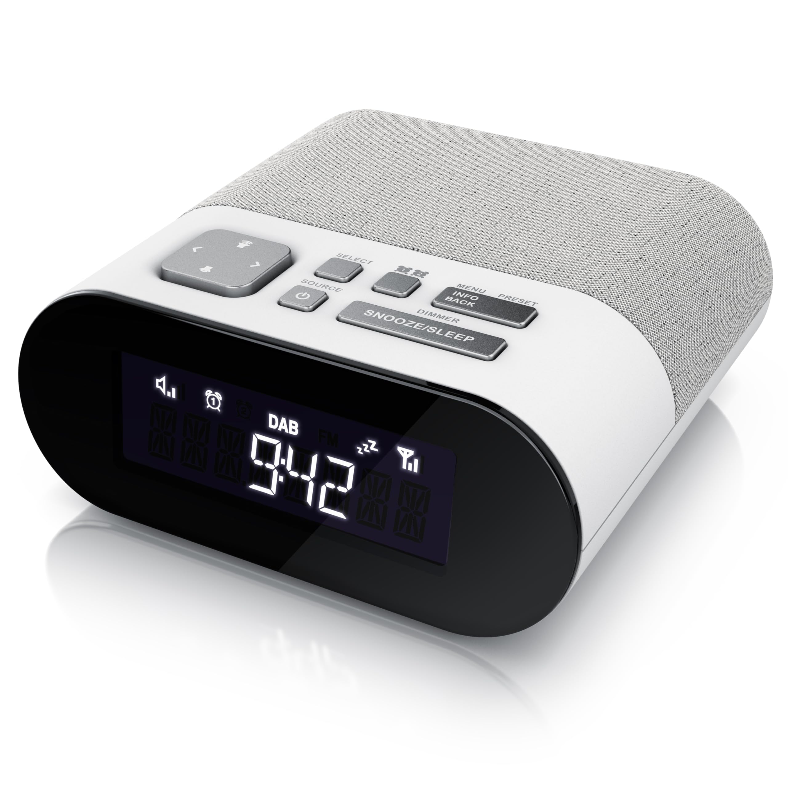 CSL - DAB Plus Radio digital - Radiowecker DAB+ FM UKW - je 20 Speicherplätzen – 16 Lautstärkestufen – Wecker – große Ziffern – Snooze – Abschalttimer – inkl. Netzteil