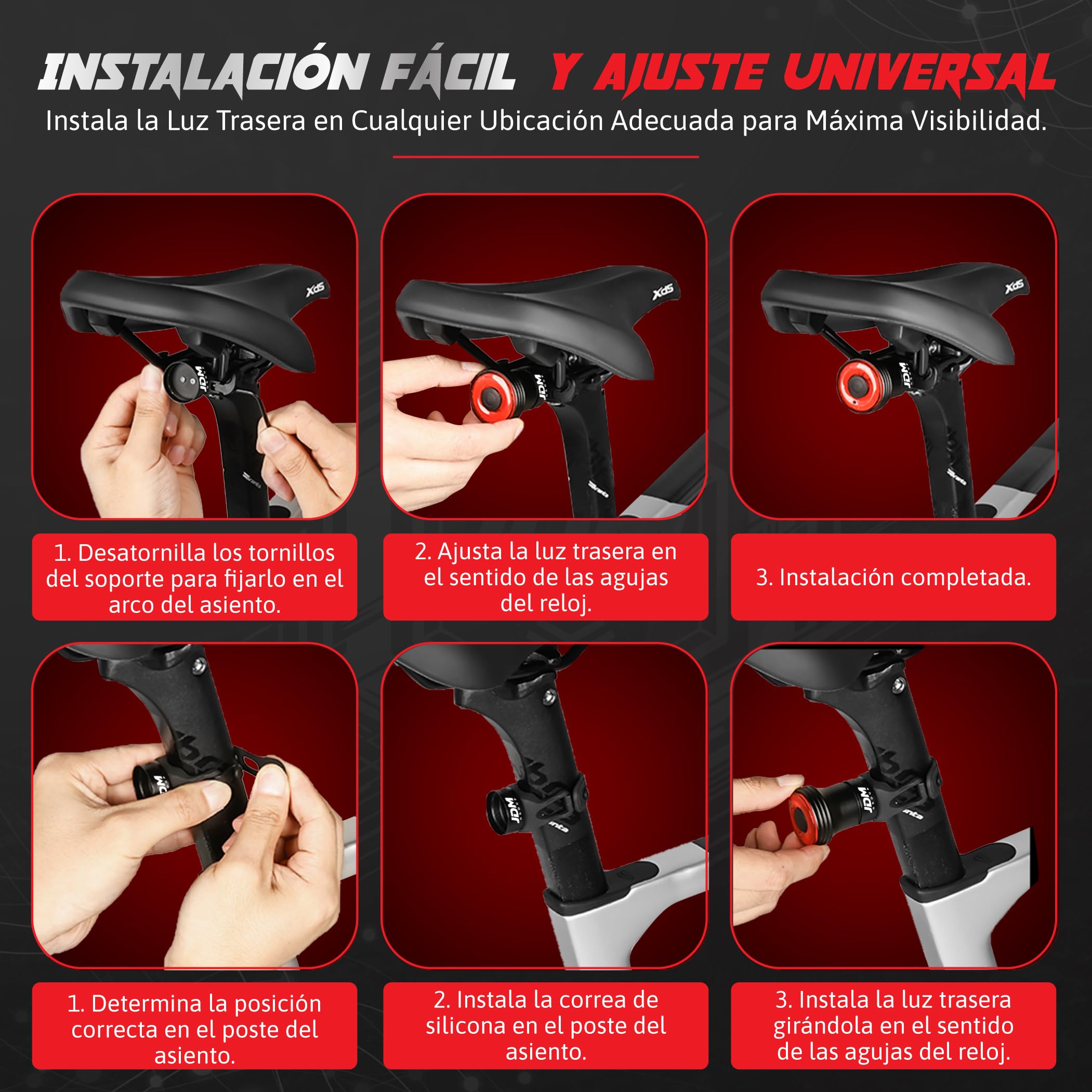 Fanalino Posteriore Bicicletta Potente LED da 300 Lumen ad Alto Splendore - con Sensore di Frenata Intelligente e Auto On/Off - Ricaricabile USB - 5 Modalità - Batteria da 450 mAH