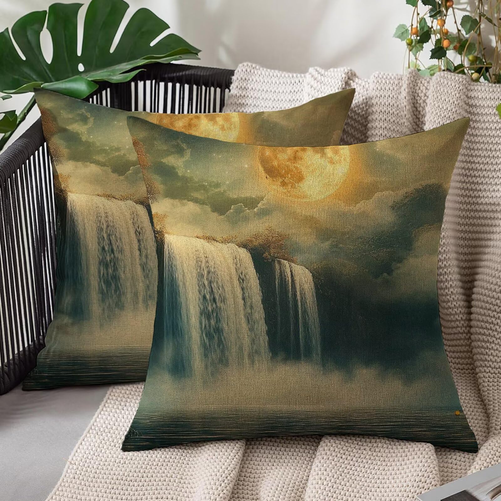 Housse de coussin imperméable 55x55 cm pour salon et jardin extérieur