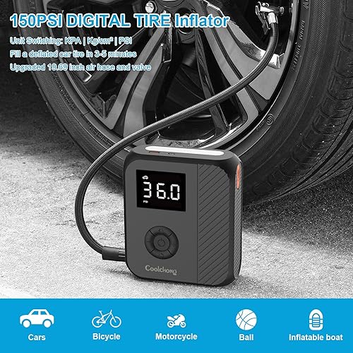 Miniatura 4 de Arrancador de salto con compresor de aire, cargador de batería portátil e inflador de neumáticos de 150 PSI, pantalla LCD, banco de energía, luz