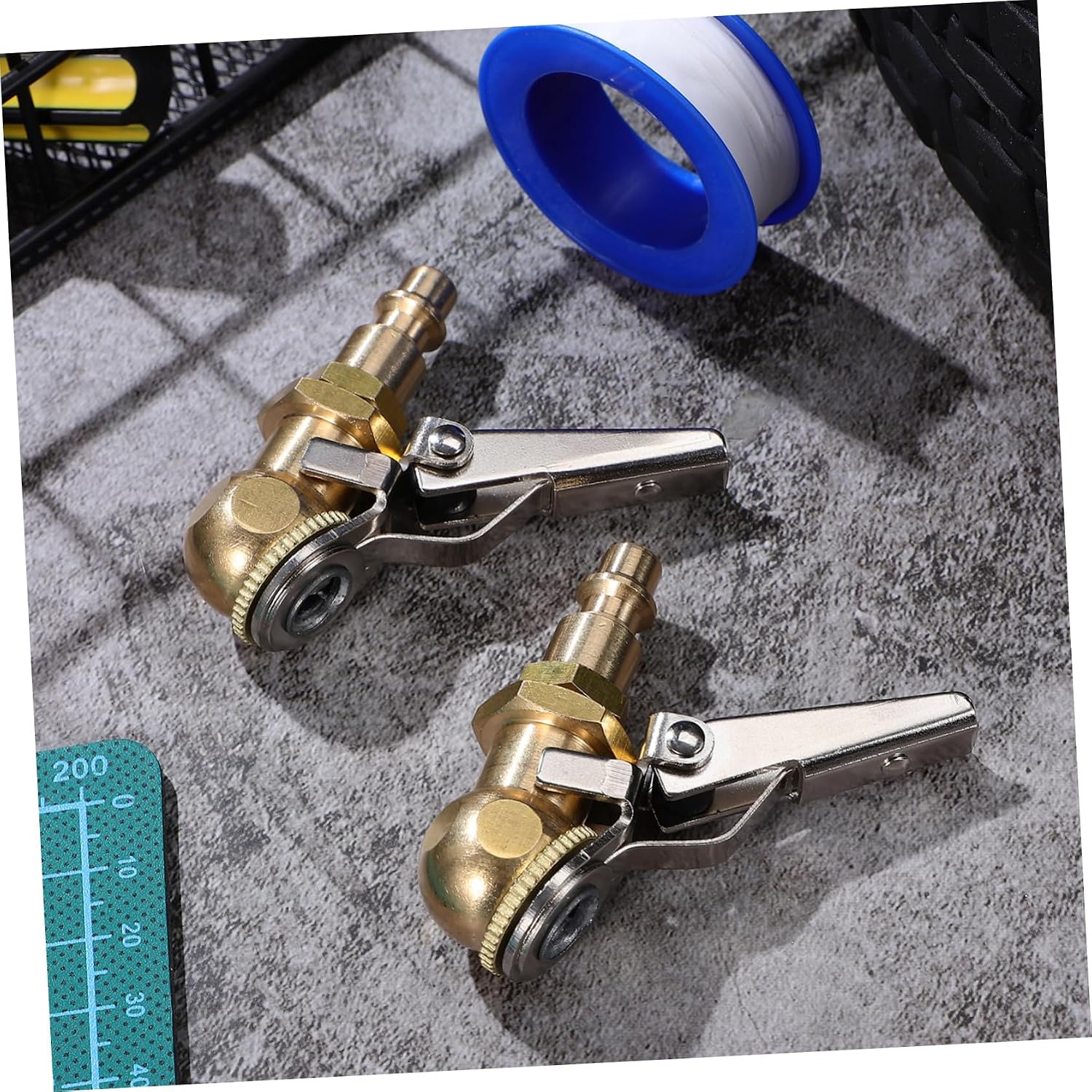 2 Pcs Locking Tire Air Chuck with 1/4 Npt Copper Connector