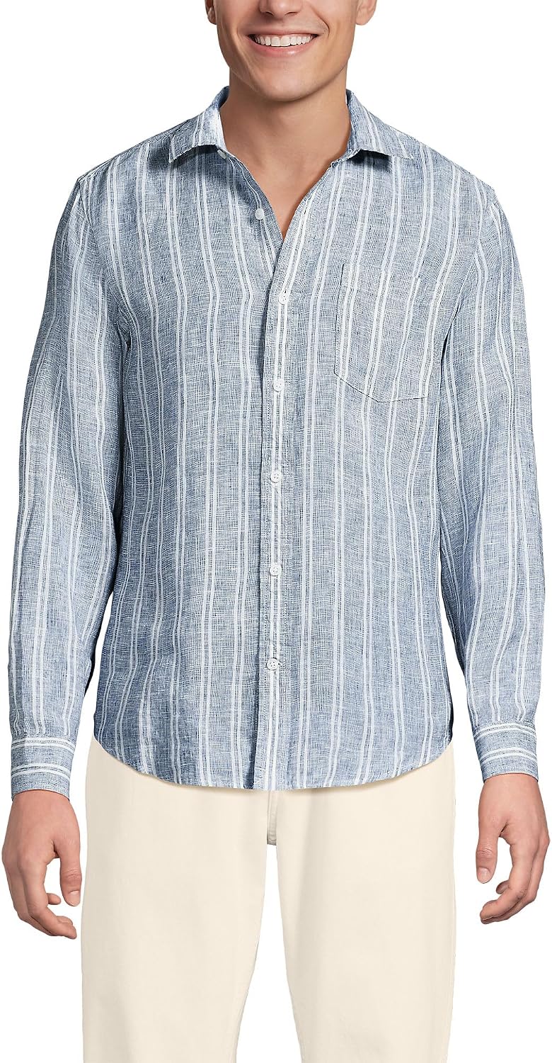 Lands' End Men's Long Sleeve Linen Shirt