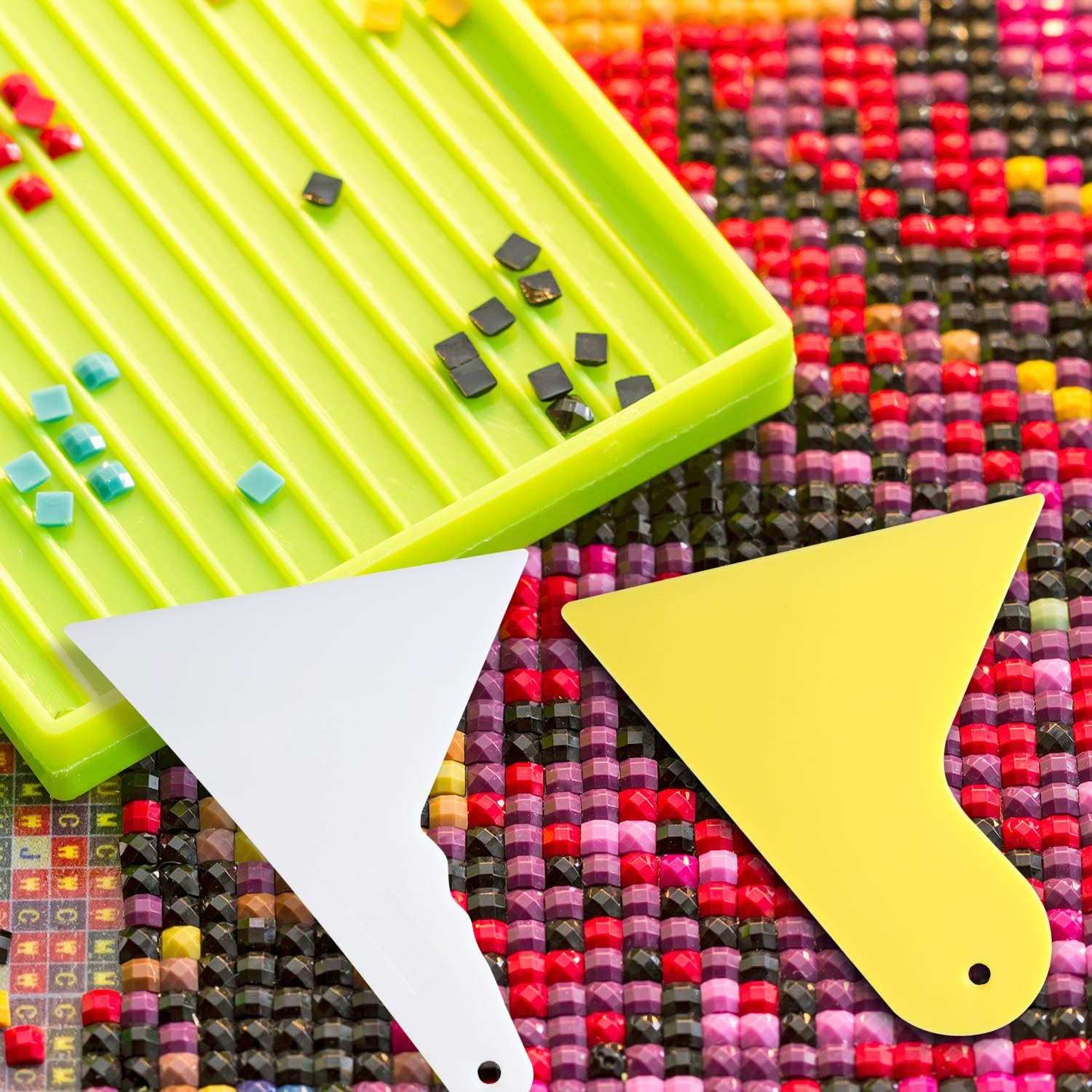 4 Pieces 5D Diamond Painting Fix Tools Diamond Painting Aligning Tool Diamond Art Repair Accessories for Diamond Painting Kits, Yellow and White