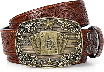 Western Cowboy Belts for Men Women Mens Western Cowboy Belt Bull Buckle | Country Belt Cowboy Leather Belt American Flag USA Western Belt for Jeans Gifts Rodeo Texas Festival Club Formal Daily Wear