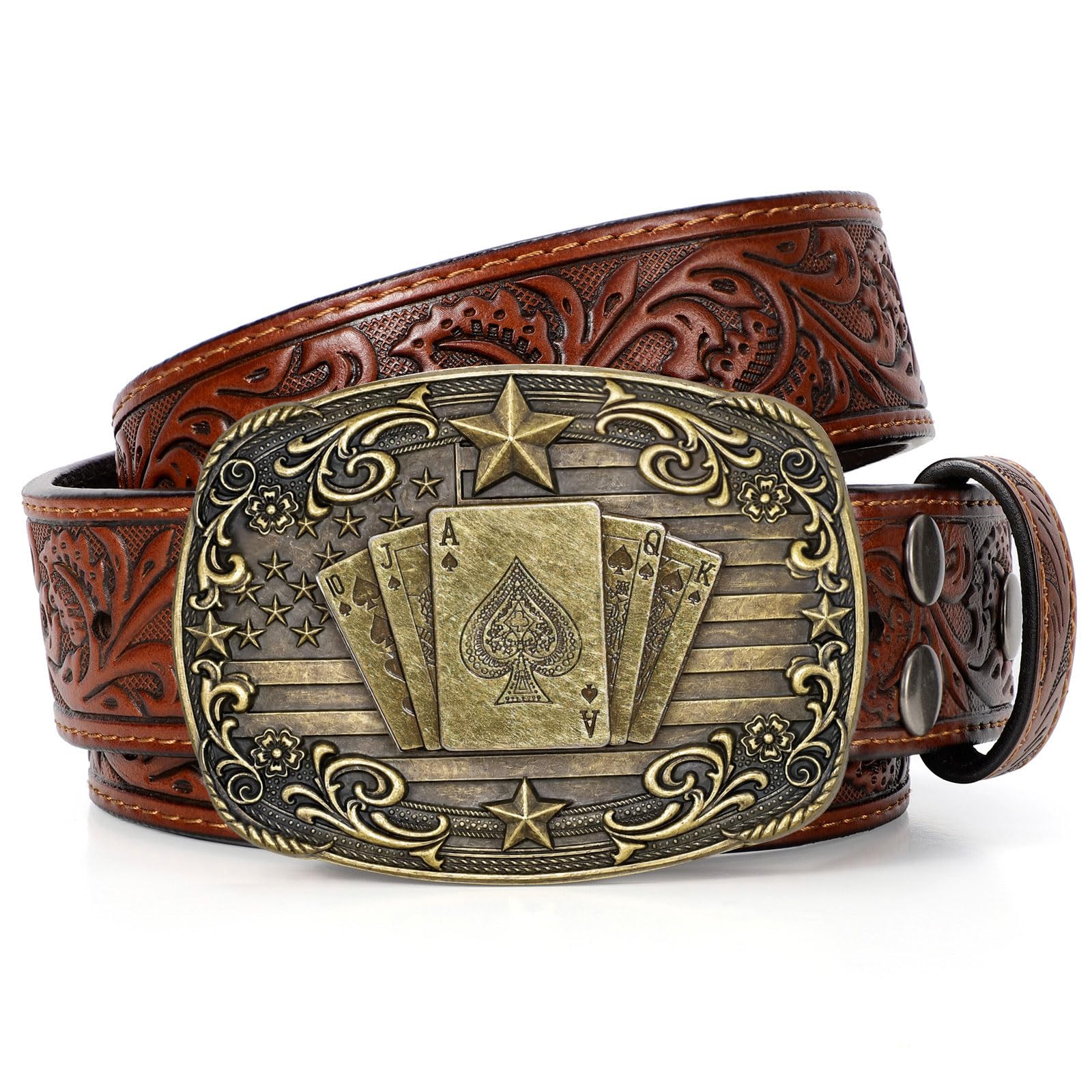 Western Cowboy Belts for Men Women Mens Western Cowboy Belt Bull Buckle