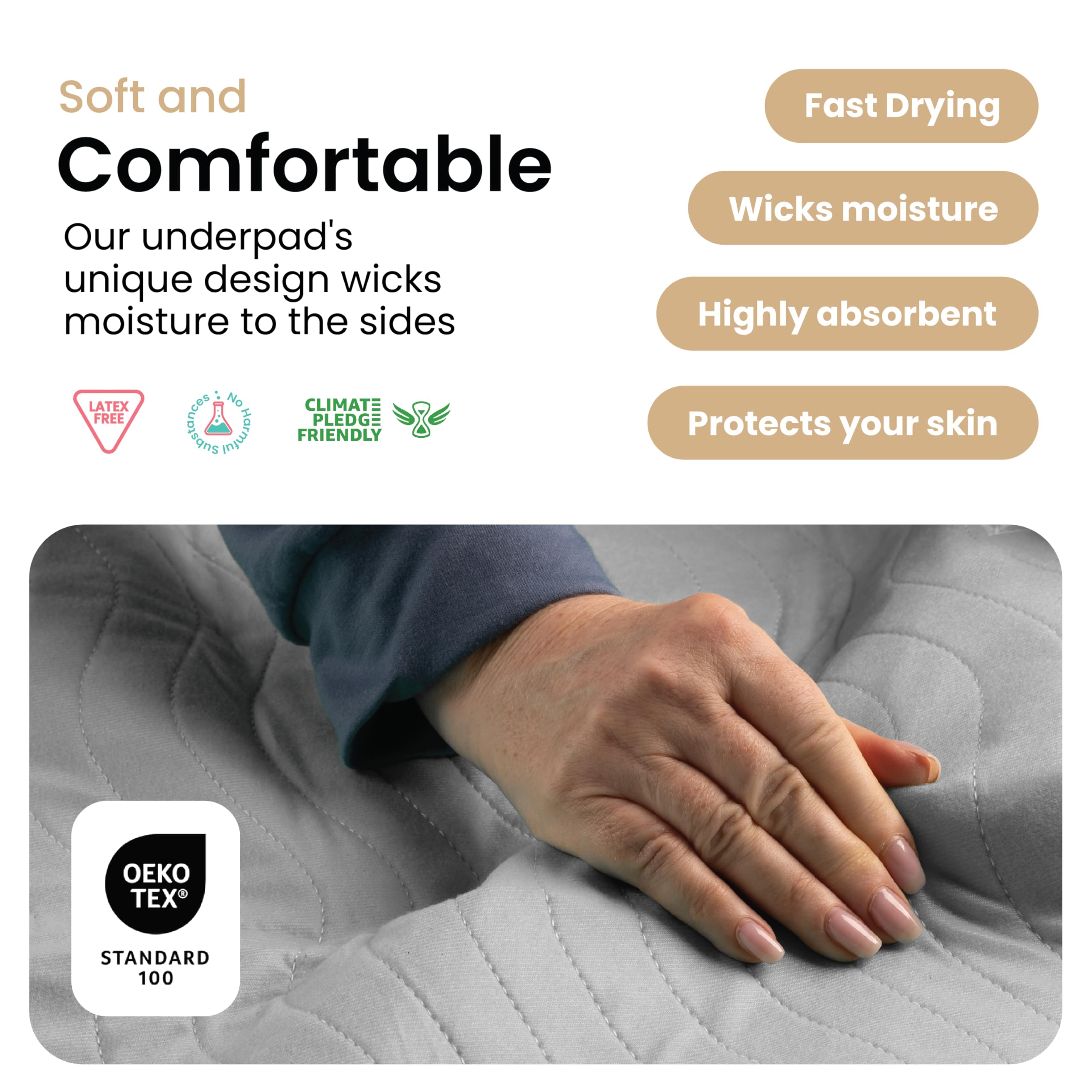 IMPROVIA® Almohadillas lavables de gran absorción reutilizables para incontinencia para niños, adultos, ancianos y mascotas, protección impermeable para cama, sofá, muebles, suelo (paquete de 4, 34 x